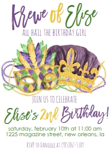 Mardi Gras Birthday Krewe of KO2 design preview