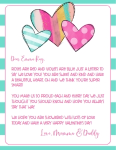 Valentines Letter Aqua Hearts: Valentines Letter Aqua Hearts