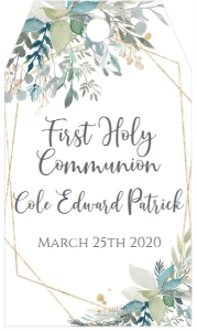 Communion Gold Frame Foliage Favor Tag: Communion Gold Frame Foliage Invitation