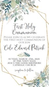 Communion Gold Frame Foliage Text Invite: Communion Gold Frame Foliage Invitation