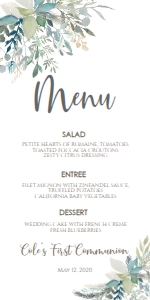 Communion Gold Frame Foliage Menu: Communion Gold Frame Foliage Invitation