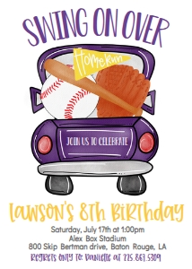 Birthday Baseball Truck Purple Gold BT2: Birthday Baseball Truck Purple Gold BT2