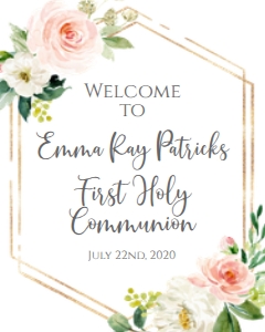 Communion Pink Floral Geo Frame Welcome Sign: Communion Pink Floral Geo Frame