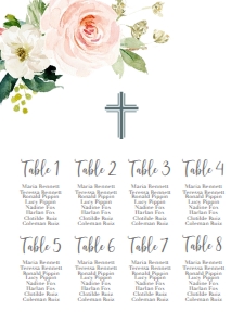 Communion Pink Floral Frame Geo Seating Chart: Communion Pink Floral Geo Frame