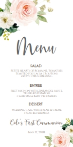Communion Pink Floral Frame Geo Menu: Communion Pink Floral Geo Frame