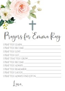 Communion Pink Floral Frame Geo Prayer Card: Communion Pink Floral Geo Frame