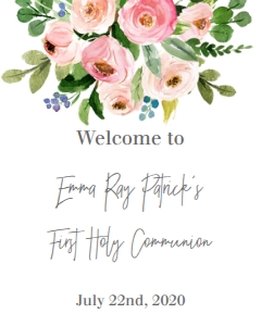 Communion Bouquet Pink Floral Welcome Sign: Communion Bouquet Pink Floral