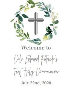 Communion Green Leaf Wreath Welcome Sign: Communion Green Leaf Wreath
