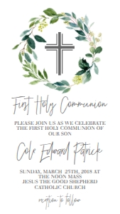 Communion Green Leaf Wreath Text Invite: Communion Green Leaf Wreath