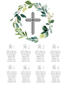 Communion Green Leaf Wreath Seating Chart: Communion Green Leaf Wreath