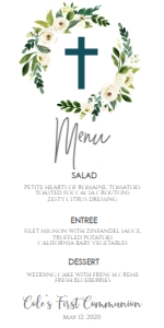Communion White Floral Wreath Menu: Confirmation Wreath White Floral