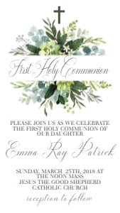 Communion Greenery Elegant Text Invite: Communion Greenery Elegant