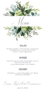 Communion Greenery Elegant Menu: Communion Greenery Elegant