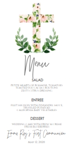 Communion Cross Pink Floral Menu: Communion Cross Pink Floral