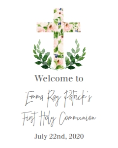 Communion Cross Pink Floral Welcome Sign: Communion Cross Pink Floral