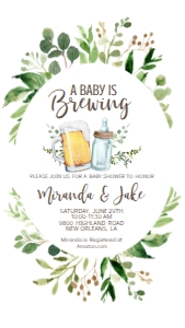 Baby Shower Baby is Brewing Bottle Greenery Beer Text Invite: Baby Shower Baby Is Brewing Bottle Beer Greenery