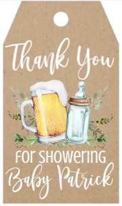 Baby Shower Kraft Brewing Bottle Favor Tag: Baby Shower Kraft Brewing Bottle Invitation