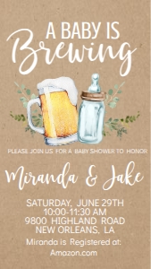 Baby Shower Kraft Brewing Bottle Text Invite: Baby Shower Kraft Brewing Bottle Invitation