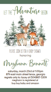 Baby Shower Woodland Trees Adventure Text Invite: Baby Shower Woodland Trees Adventure