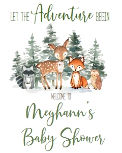 Baby Shower Woodland Trees Adventure Welcome Sign 8x10: Baby Shower Woodland Trees Adventure