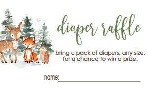 Baby Shower Woodland Trees Adventure Diaper Raffle: Baby Shower Woodland Trees Adventure