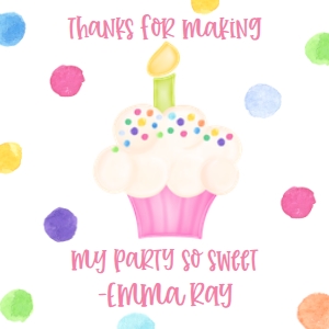 Birthday Cupcake Two Sweet 4x4 Favor Tag: Birthday Two Sweet Cupcake