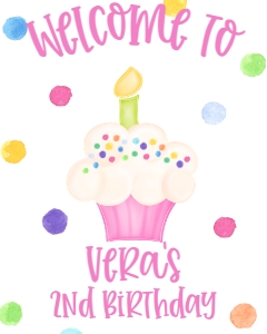 Birthday Cupcake Two Sweet Welcome Sign: Birthday Two Sweet Cupcake
