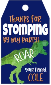 Birthday Dinosaur Three Rex Favor Tag: Birthday Dinosaur Three Rex