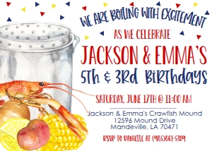 Birthday Crawfish Kids Double Party 7x5: Birthday Crawfish Kids Double Party 7x5