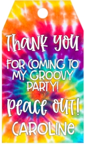Birthday Tie Dye Peace Love Favor Tag: Birthday Tie Dye Peace Love