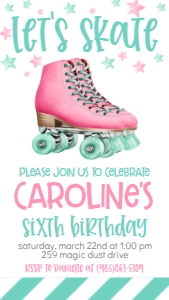 Birthday Skate Party LS1  Text Invite: Birthday Skate Party LS1