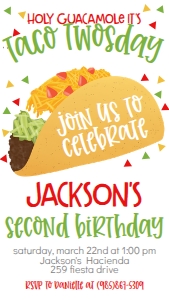 Birthday Taco Twosday Text Invite: Birthday Taco Twosday
