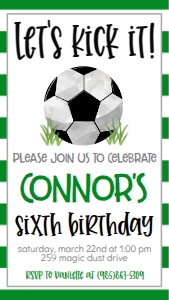 Birthday Soccer GS1 Text Invite: Birthday Soccer GS1