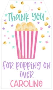 Birthday Popcorn Party BPP1 Favor Tag: Birthday Popcorn Party BPP1