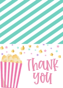 Birthday Popcorn Party BPP1 Thank You: Birthday Popcorn Party BPP1