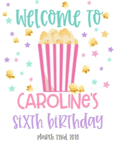 Birthday Popcorn Party BPP1 Welcome Sign: Birthday Popcorn Party BPP1
