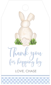 Easter Bunny Birthday Tag Blue EBP2: Birthday Easter Bunny Monogram Blue