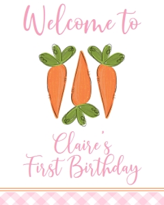 Birthday Easter Carrots Pink Welcome Sign: Birthday Easter Carrots Pink