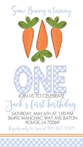 Birthday Easter Carrots Blue Text Invite: Birthday Easter Carrots Blue