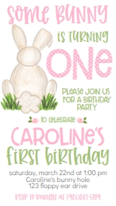 Birthday Bunny Text Invite BB1: Birthday Bunny BB1