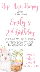 Birthday Bunny Pink Text Invite BBP: Birthday Bunny Pink