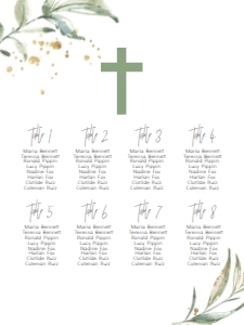 Communion Greenery Gold Frame Seating Chart: Communion Greenery Gold Frame