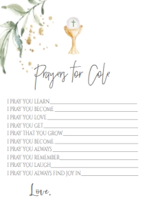 Communion Greenery Gold Frame Chalice Prayer Card: Communion Greenery Gold Frame Chalice