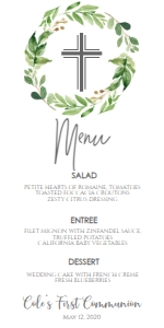 Communion Greenery Wreath Menu: Confirmation Wreath Greenery