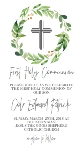 Communion Greenery Wreath Text Invite: Communion Greenery Wreath
