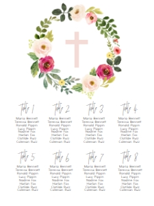 Communion Wreath Pink Spring Floral Cross Seating Chart: Communion Wreath Pink Spring Floral Cross