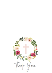 Communion Wreath Pink Spring Floral Cross Thank You: Communion Wreath Pink Spring Floral Cross