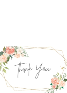 Communion Peach Floral Gold Frame Thank You: Communion Peach Floral Gold Frame