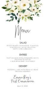 Communion White Floral Bouquet Menu: Communion White Floral Bouquet