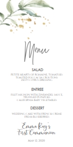 Communion Greenery Gold Frame Menu: Communion Greenery Gold Frame